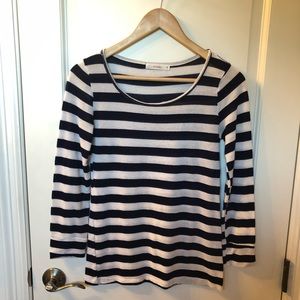 Bohme Long Sleeved Striped Pullover • Navy and Cream • S